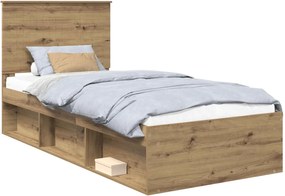 vidaXL Cadru de pat Stejar artizanal 90 x 190 cm Lemn de pin masiv