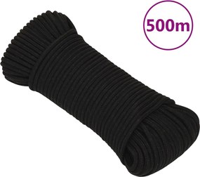 vidaXL Frânghie de lucru, negru, 5 mm, 500 m, poliester