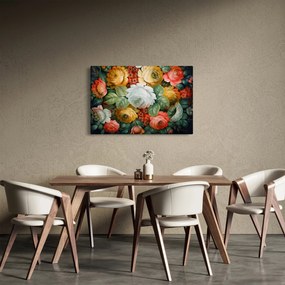 Tablou cu buchet pictat de flori (90x60 cm)