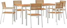vidaXL Set de masă pentru grădină 7 pcs Maro Lemn solid de tec