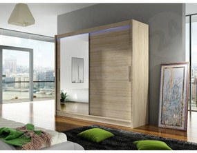 Dulap de haine Lena VI (stejar sonoma) (iluminat LED RGB color). Promo -17%. 1058787