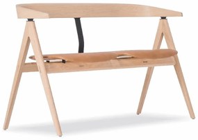 Bancă din lemn de stejar Gazzda Ava, șezut din piele