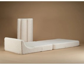 Fotoliu pentru copii crem cu tapițerie din țesătură bouclé Flipster – Wigiwama