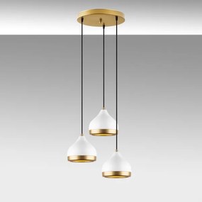 Candelabru suspendat pe cablu YILDO 3xE27/40W/230V alb/auriu