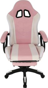 Scaun de birou JOVELA, roz/alb, piele ecologica, 65x65x114/124 cm