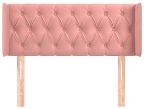 Tablie de pat cu aripioare roz 93x16x78 88 cm catifea 1, Roz, 93 x 16 x 78 88 cm