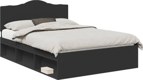 vidaXL Cadru de pat cu headboard Negru 160 x 200 cm Lemn de pin masiv