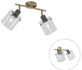 Spot de tavan de design bronz cu sticlă transparentă 2 lumini - Domo