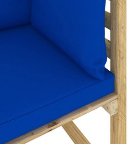Canapea de gradina coltar cu perne, lemn de pin verde tratat 1, Albastru, Canapea coltar