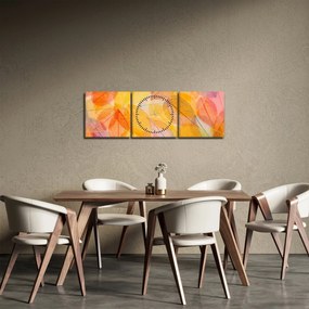 Tablou - Fundal frunze de toamnă (cu ceas) (90x30 cm)