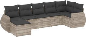 vidaXL Set canapele de grădină cu perne, 7piese gri deschis poliratan