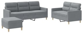 3201608 vidaXL Set de canapele cu perne, 3 piese, gri deschis, textil