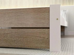 Pat IKAROS DOUBLE 80 x 200 cm, alb/dub sonoma Saltele: Saltea Sommera 18 cm, Somiera pat: Cu lamele curbate
