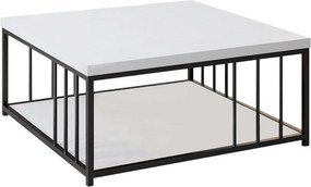 Masuta cafea Zenn, alb/negru, PAL melaminat/metal, 90x90x40 cm