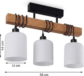 Brilagi - Lustră de tavan aplicată WOOD GLASS 3xE27/60W/230V pin/negru/alb