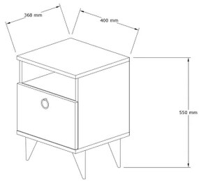 Noptieră BARLO 50x40 cm albă
