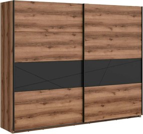 Dressing FORN, nuc/negru mat, PAL melaminat, cu 2 usi, 270x58x219 cm