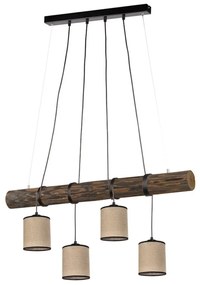 Spot-Light 68859456 - Candelabru suspendat pe cablu NEGRO, 4xE27/25W/230V, lemn de pin