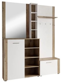 Set mobilier hol Fulgores (stejar artisan + alb) (cu oglindă). 1116335