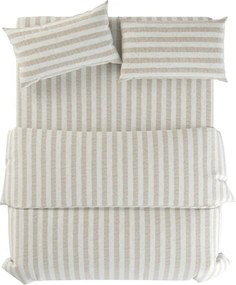 Lenjerie de pat gri deschis/crem din in pentru pat dublu 200x200 cm Natural Stripes – Native Natural