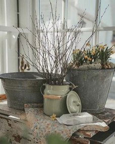 Bidon de lapte vintage din oțel emailat, verde, Ø16×H22,5 cm, 3L, „Emil's Enamel Green"