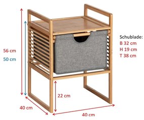 Dulap de baie gri/în culoare naturală jos din bambus 40x56 cm Bahari – Wenko