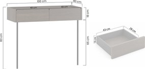 Consolă Dunari 100 cm cu sertare și picioare metalice - stejar Dunin