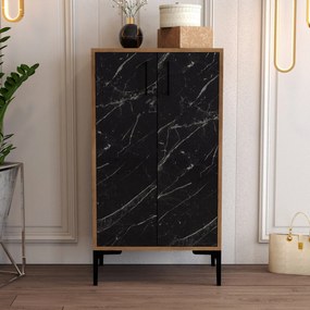 Comodă pentru pantofi Prag - Walnut, Black Marble