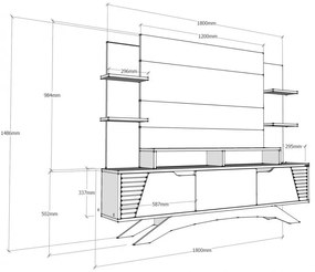 Ansamblu Comoda TV Deparo Walnut-Alb