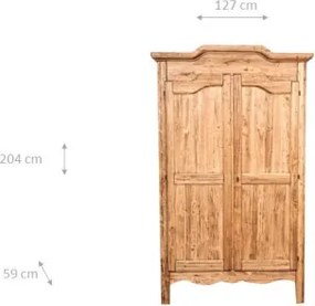 Dulap, L127 59 H204 cm, natur antic, lemn masiv
