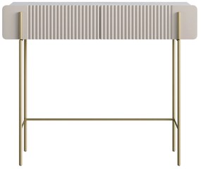 Masuta de toaleta Malmi 100 cm cu sertare - cashmir / crema bianca / picioare aurii