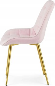 Roz scaun bucatarie BERA din catifea cu picioare aurii