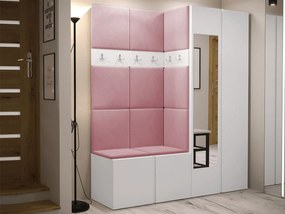 Mobilier hol Tovenaz XII (Alb + Roz) (cu oglindă). 1104807