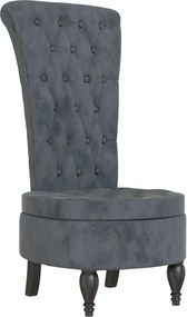 vidaXL Fotoliu cu spătar înalt, gri închis, catifea, design cu nasturi