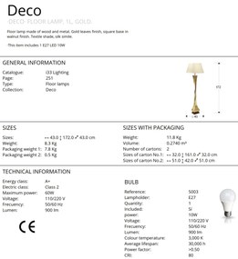 Lampadar / Lampa de podea design elegant DECO auriu SV-662514