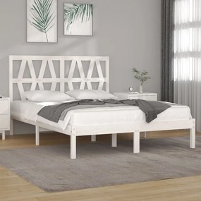 3103979 vidaXL Cadru de pat, alb, 140x190 cm, lemn masiv de pin