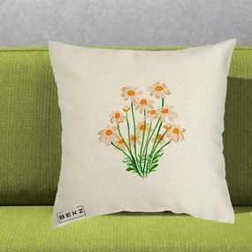Perna Decorativa Margarete Camp, 40x40 cm, Ecru, Husa Detasabila, Perna Inclusa, BEKZ®