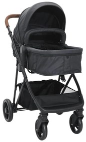 vidaXL Cărucior pentru copii 2-în-1, antracit şi negru, oțel