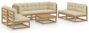3076477 vidaXL Set mobilier de grădină cu perne, 8 piese, lemn masiv pin