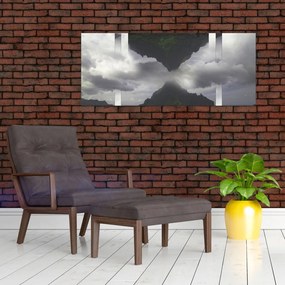 Tablou - Munții din Islanda, colaj geometric (120x50 cm)