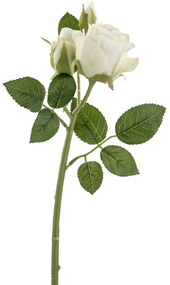 Floare artificiala Rose, Fibre artificiale, Crem, 40 cm