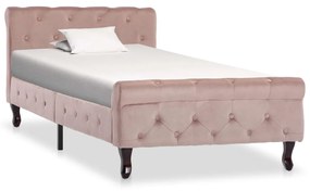 Cadru de pat, roz, 90 x 200 cm, catifea Roz, 90 x 200 cm