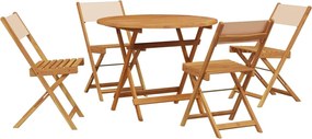 vidaXL Set mobilier de grădină 5 piese textil bej/lemn masiv