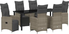 vidaXL Set de masă pentru grădină cu pernă 7 pcs Bej poliratan