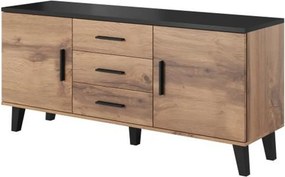 Comoda LOTTA, stejar wotan/negru, PAL, 150x45x69 cm