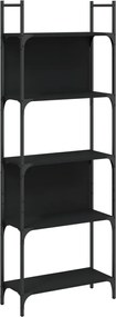 vidaXL Bibliotecă 5 niveluri, negru, 60,5x24x166,5 cm, lemn prelucrat