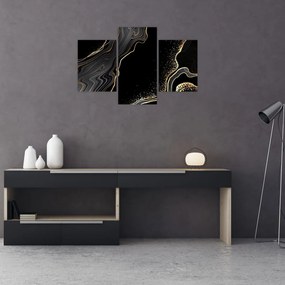 Tablou - Marmură negru - auriu (90x60 cm)