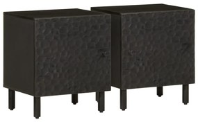 vidaXL Noptiere, 2 buc., negru, 40x33x46 cm, lemn masiv de mango