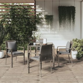 3157958 vidaXL Set mobilier de grădină cu perne, 5 piese, gri, poliratan