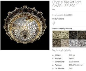 Plafoniera eleganta cristal Bohemia CHARLIZE 390